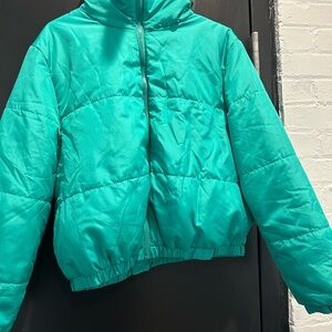 Green Puffer Jacket - Cropped (Wild Fable)
